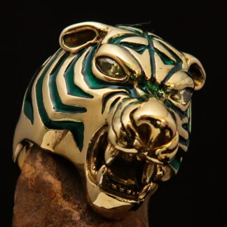 tiger head cz eyes ring