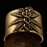 Marijuana medical Weed Symbol Mens Ring - wholesale lot 50 Rings