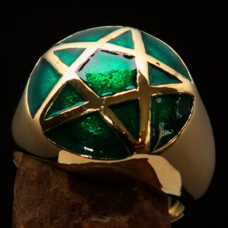 Domed Solid Line Pentagram Ring