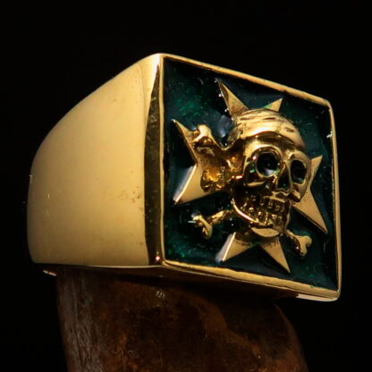 Maltese Cross Pirate Skull Ring