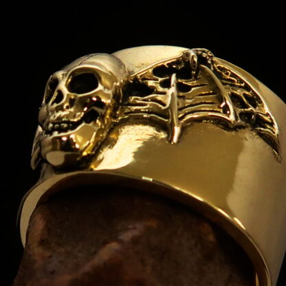 Winged Skull Band Mens Biker Ring